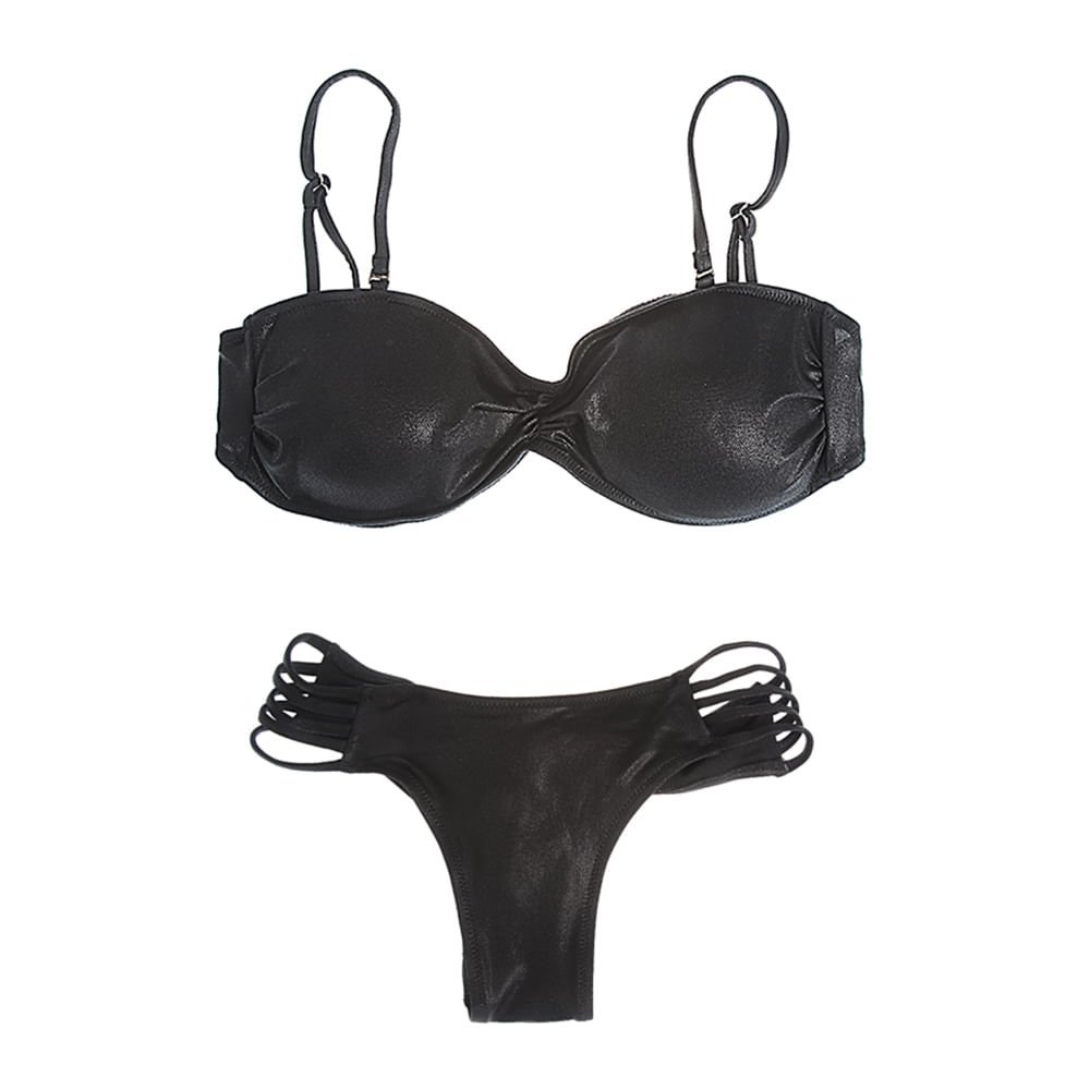 Sutien negru lucios XL - 2 | YEO