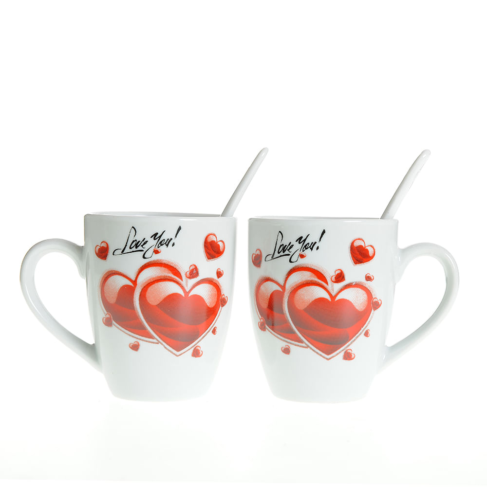 Set 2 cesti LOVE Set 2 cesti cafea decor floral