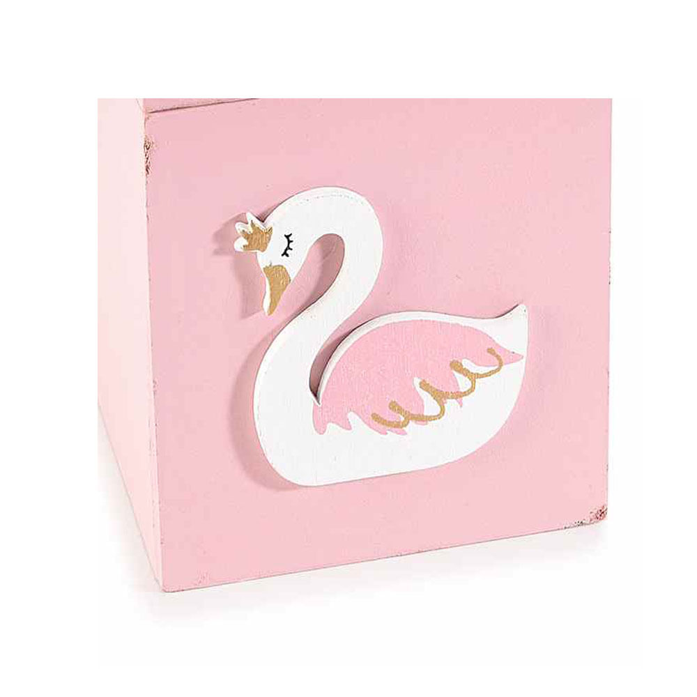 Cutie decorativa roz din lemn 8 x 8.5 x 9cm - 1 | YEO