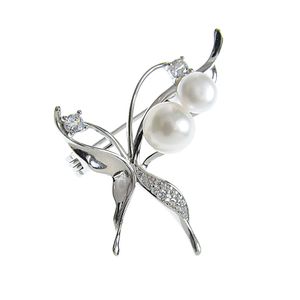 Brosa fluture din argint cu perle acrilice