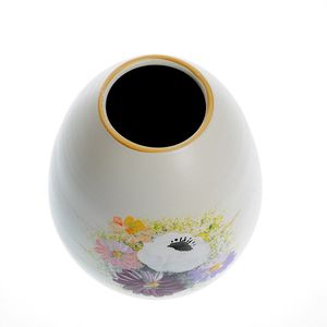 Vaza alba din ceramica cu flori multicolore 20 cm