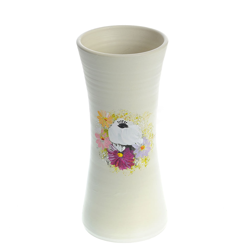 Vaza din ceramica alba cu flori multicolore 29 cm - 1 | YEO