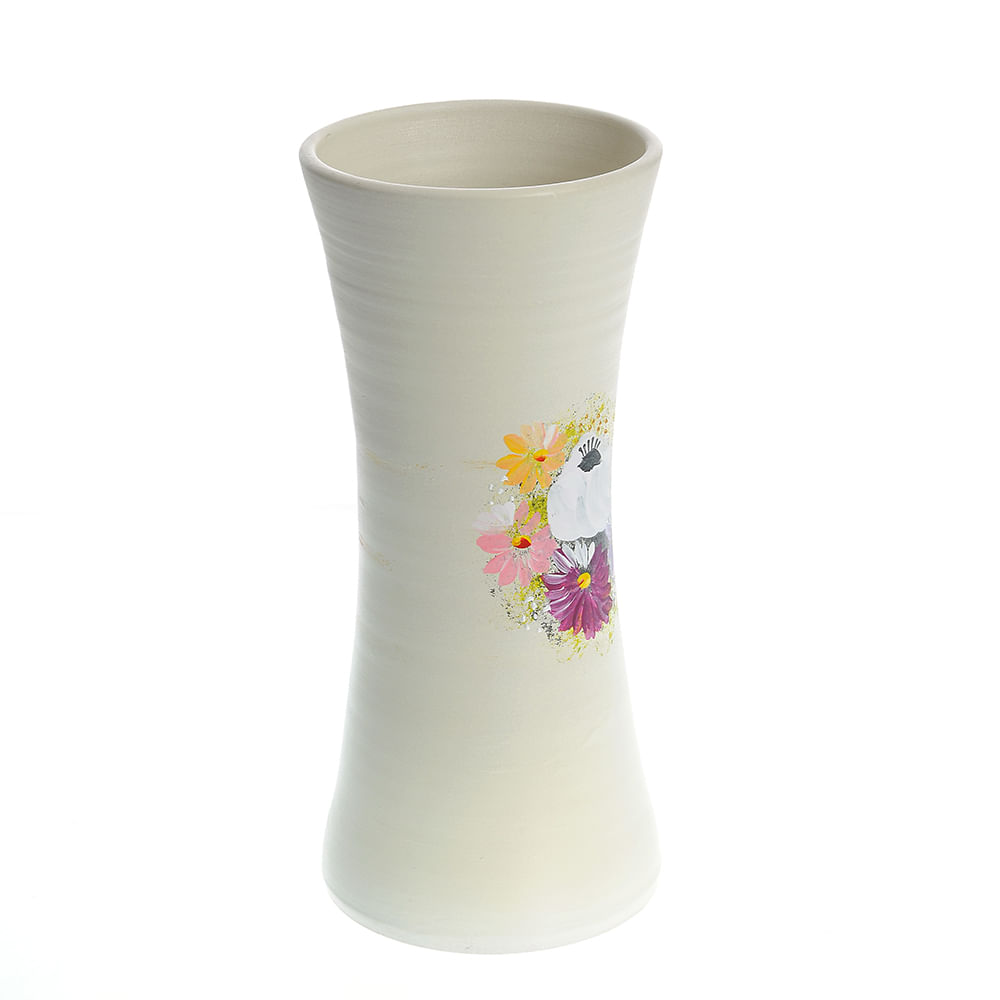 Vaza din ceramica alba cu flori multicolore 29 cm - 2 | YEO