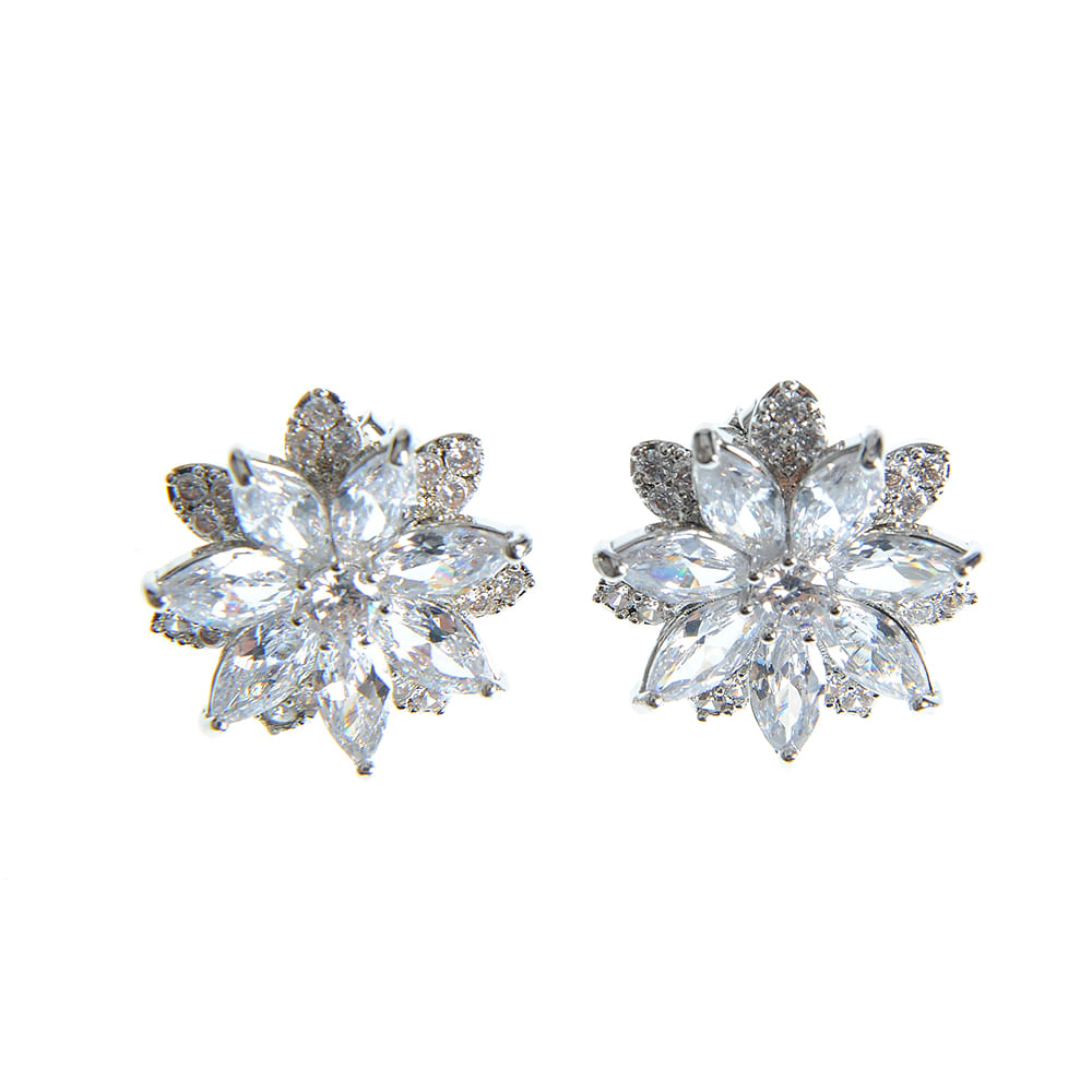 Cercei cu clips si floare argintie - 1 | YEO