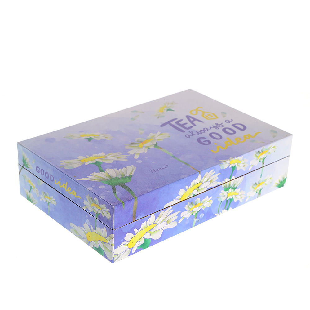 Cutie de ceai albastra si 6 compartimente 24 x 16 x 6cm - 1 | YEO