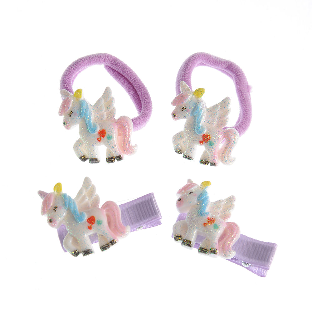 Set 4 accesorii de par cu unicorni - 1 | YEO