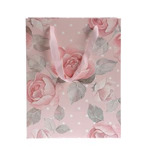 Punga roz cadou  cu trandafiri  33x26 cm