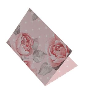 Felicitare roz cu trandafiri 12x9 cm