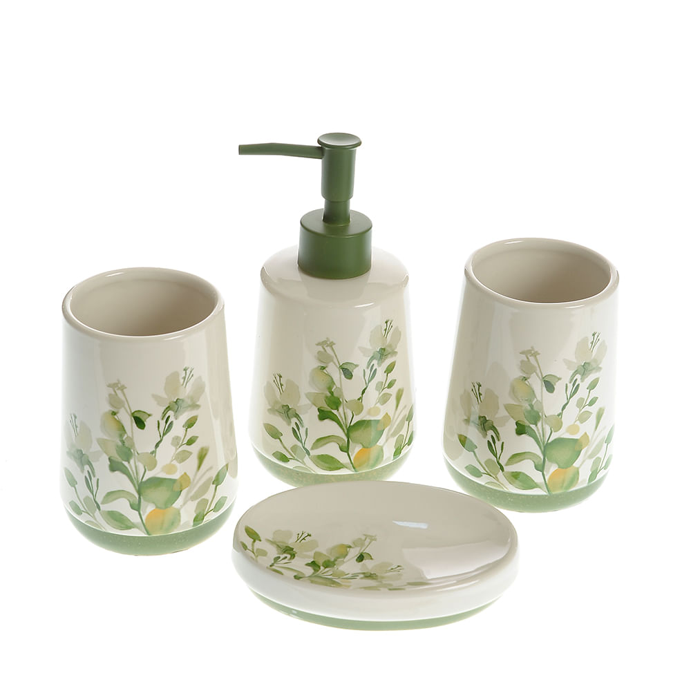 Set de baie din ceramica cu print floral