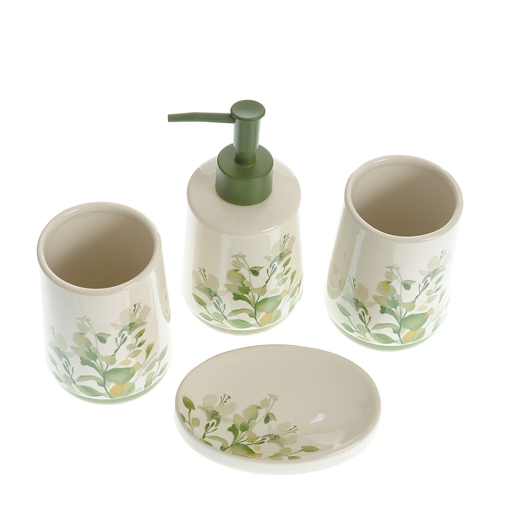 Set de baie din ceramica cu print floral - 2 | YEO