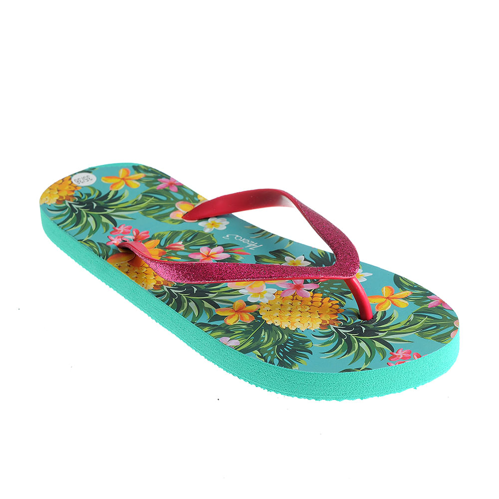 Papuci verzi cu print exotic - 3 | YEO