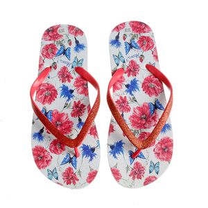 Papuci de plaja cu print floral