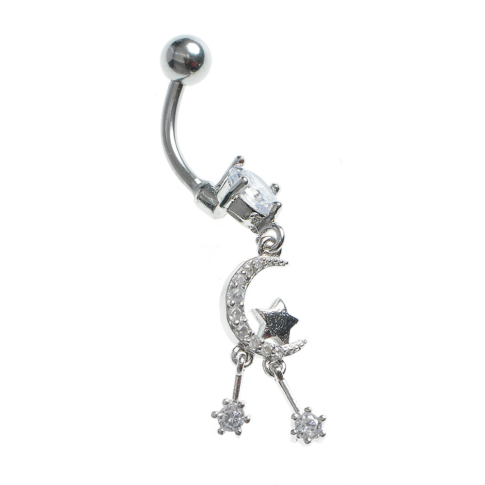 Piercing luna cu stele argintii - 1 | YEO