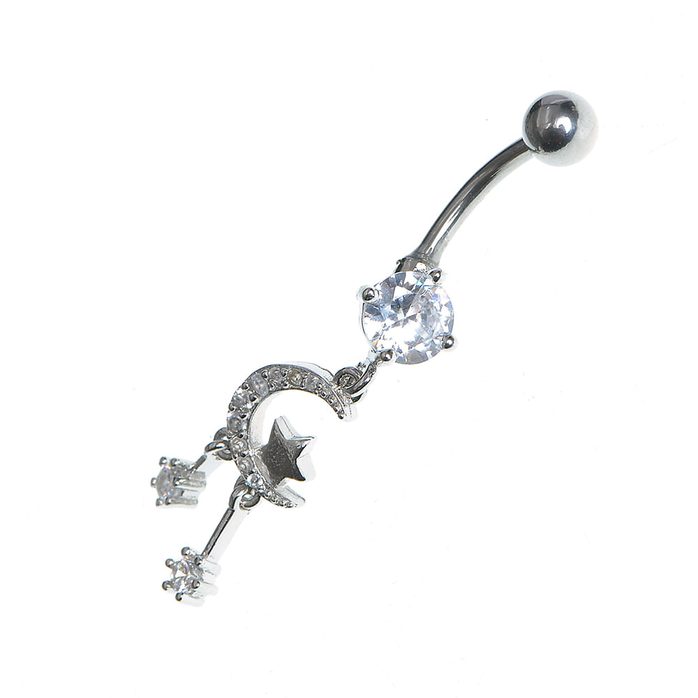 Piercing luna cu stele argintii - 2 | YEO