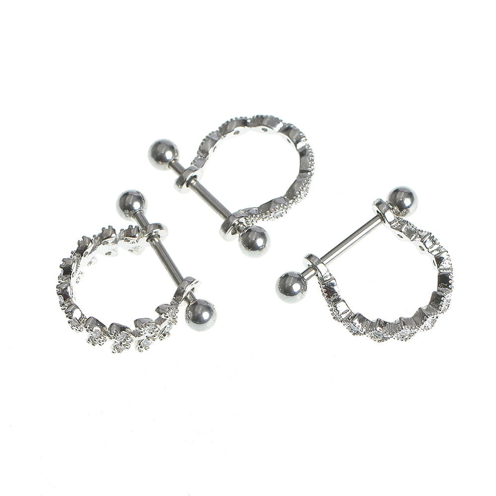 Set 3 piercinguri argintii pentru ureche - 1 | YEO