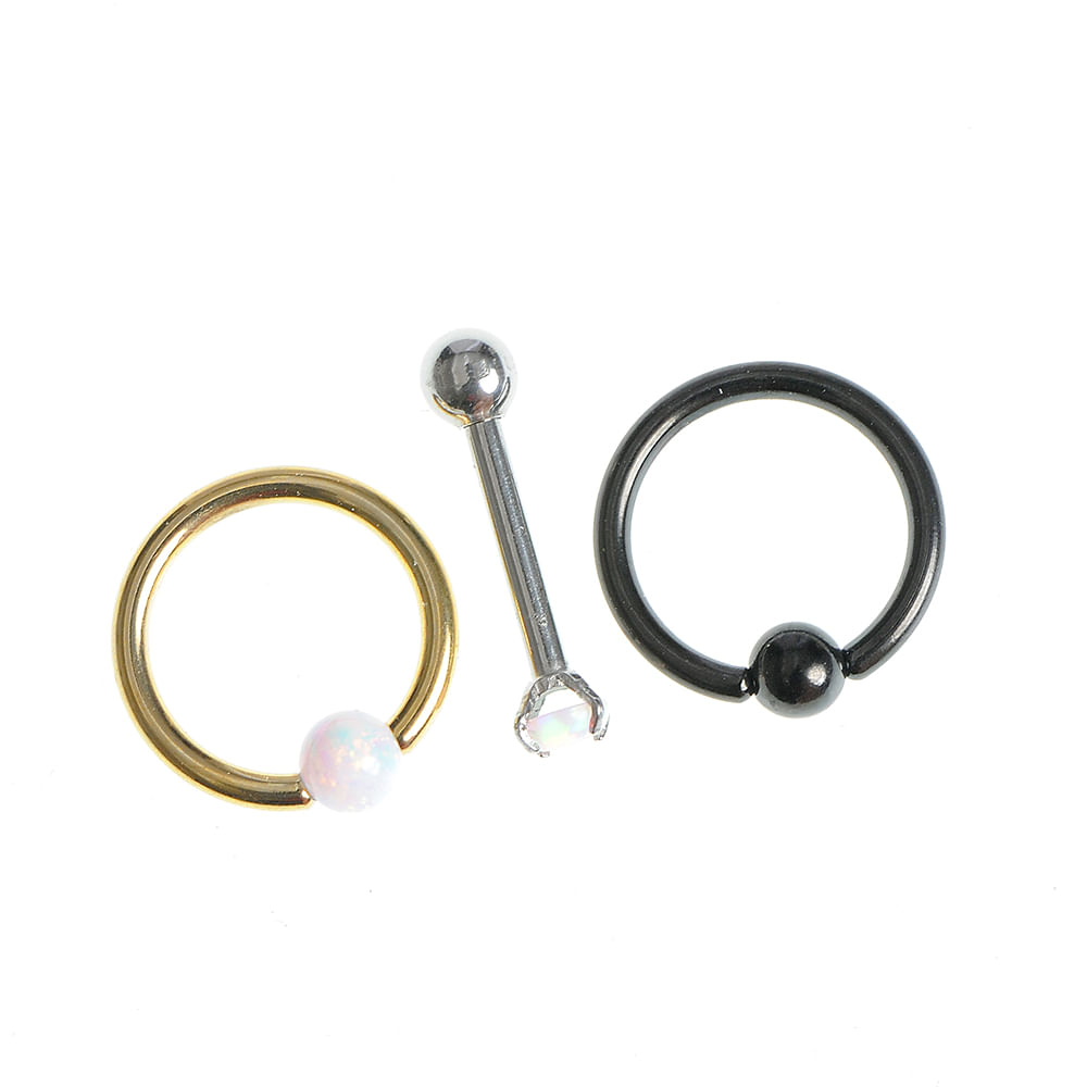 Set 3 piercinguri diferite pentru ureche - 3 | YEO