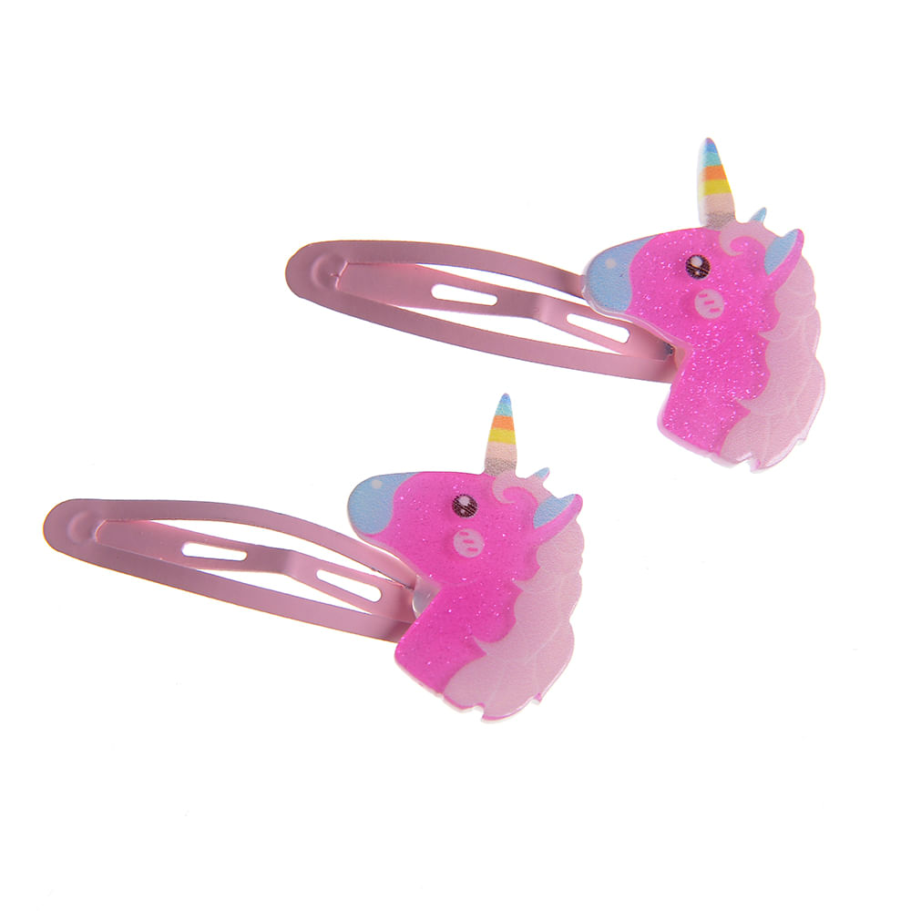 Set 2 clame de par roz cu unicorn