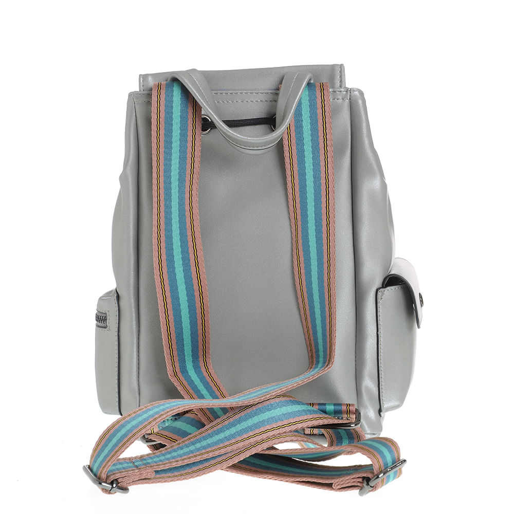 Rucsac gri cu bretele multicolore - 2 | YEO