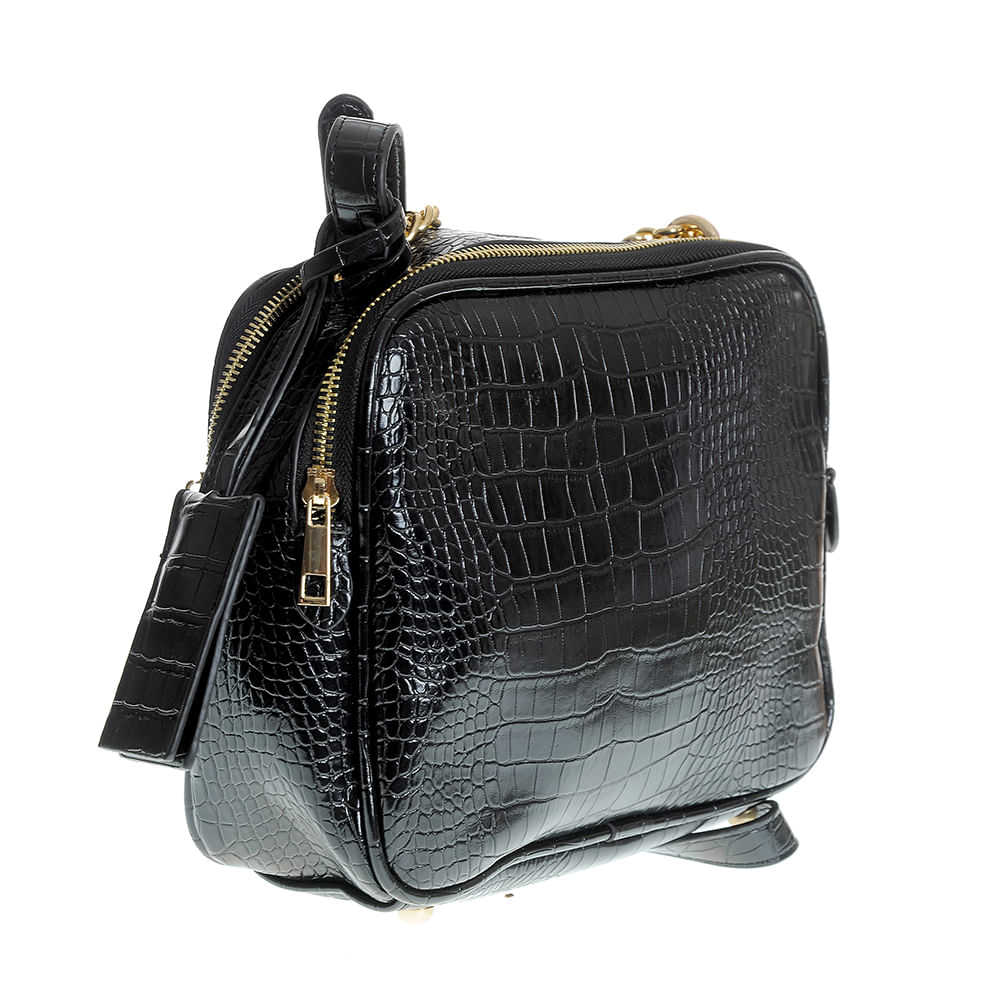 Geanta neagra crossbody din piele ecologica