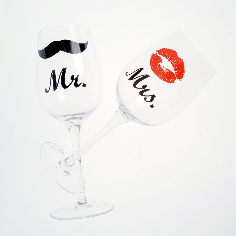 Set 2 pahare din sticla Mr. & Mrs. 430 ml - 3 | YEO