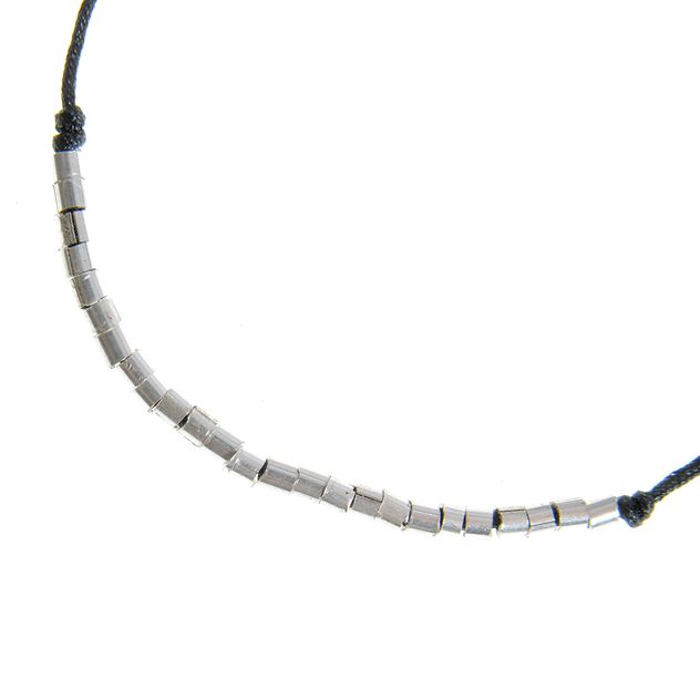 Bratara neagra reglabila cu accesorii din argint