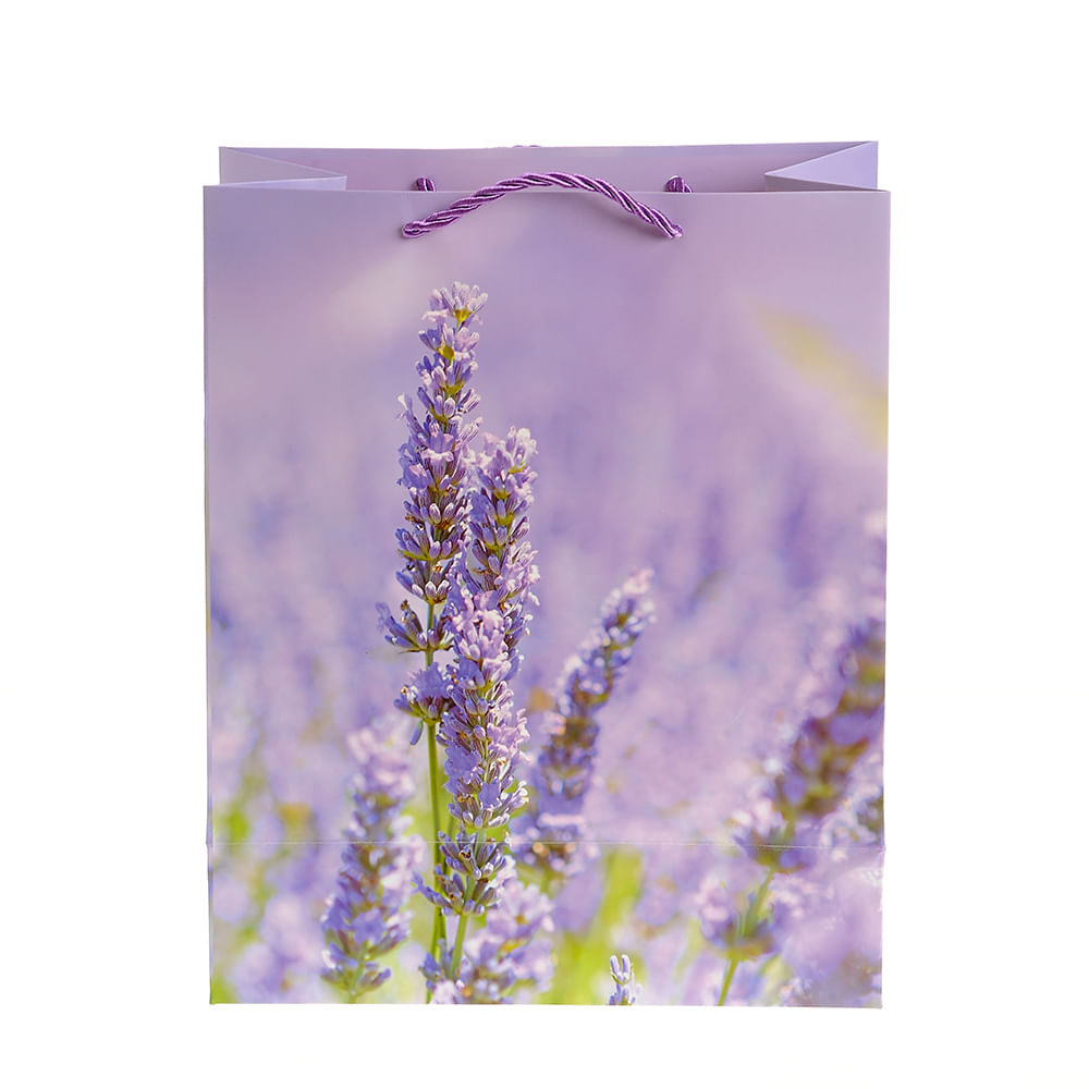 Punga de cadou mov cu design lavanda 32x26 cm - 3 | YEO