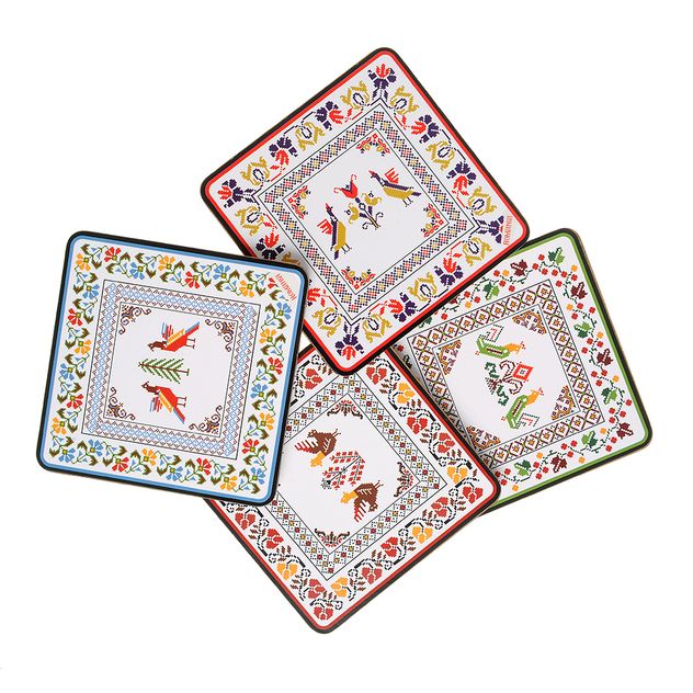 Set 4 suporturi de pahare design cusatura traditionala