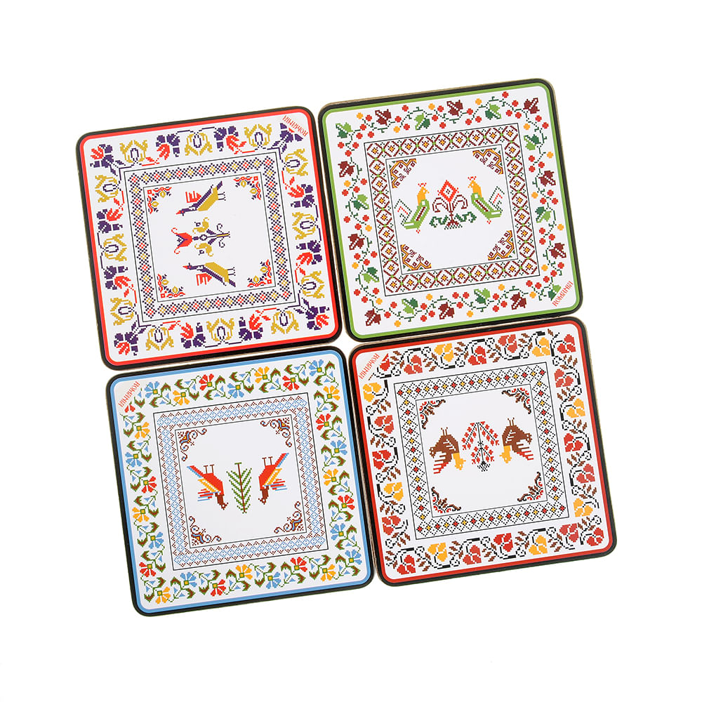 Set 4 suporturi de pahare design cusatura traditionala - 2 | YEO