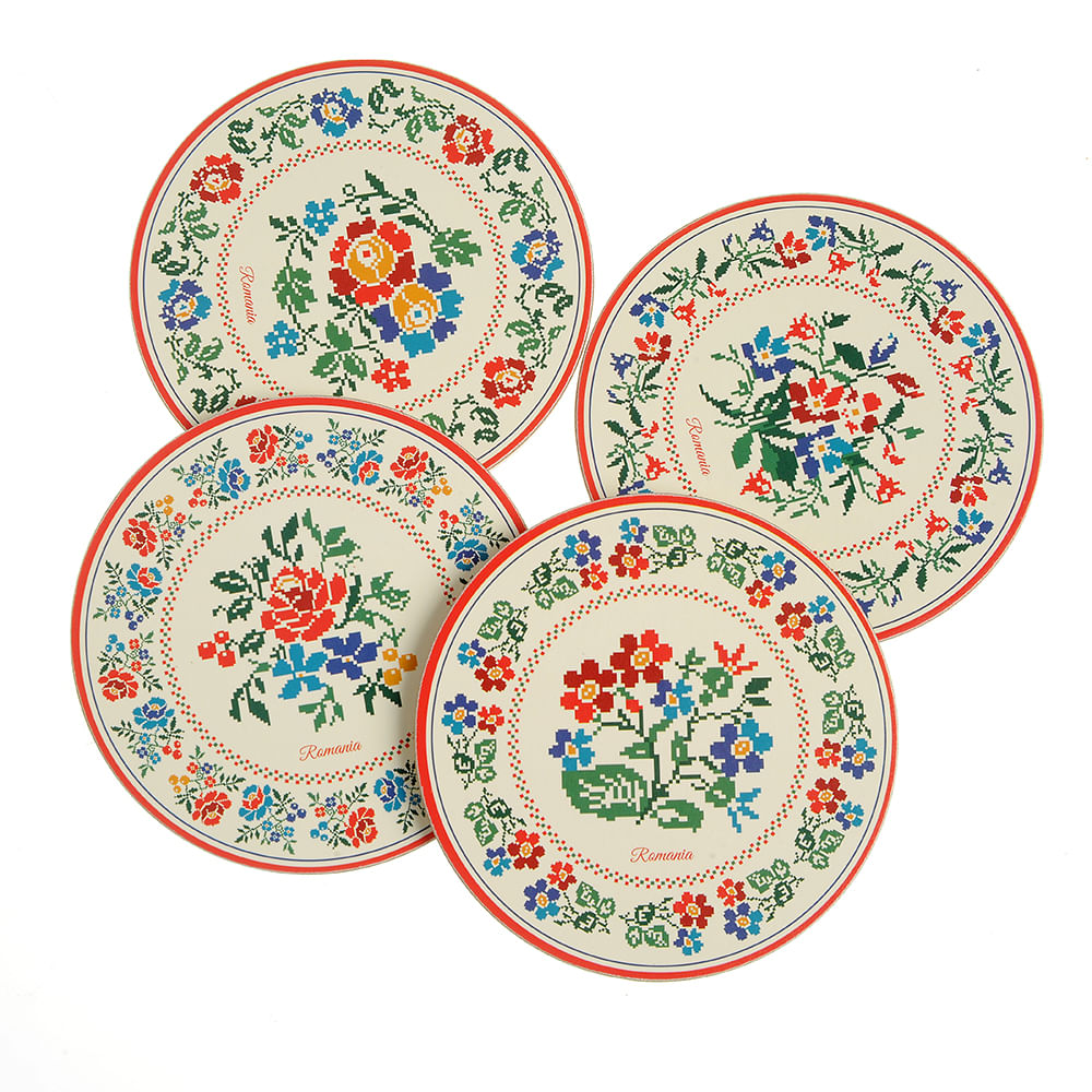 Set 4 suporturi de pahare cu design floral - 1 | YEO