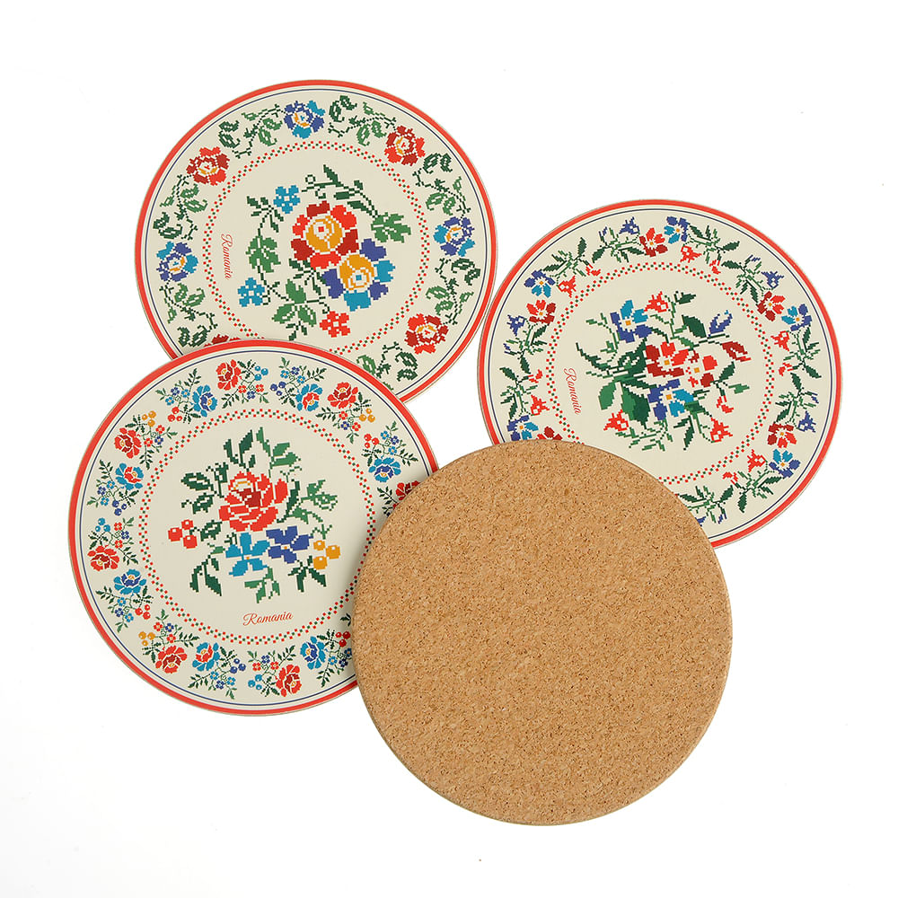 Set 4 suporturi de pahare cu design floral - 2 | YEO