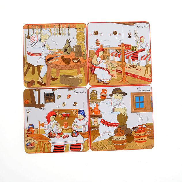 Set 4 suporturi de pahare Taranul Roman
