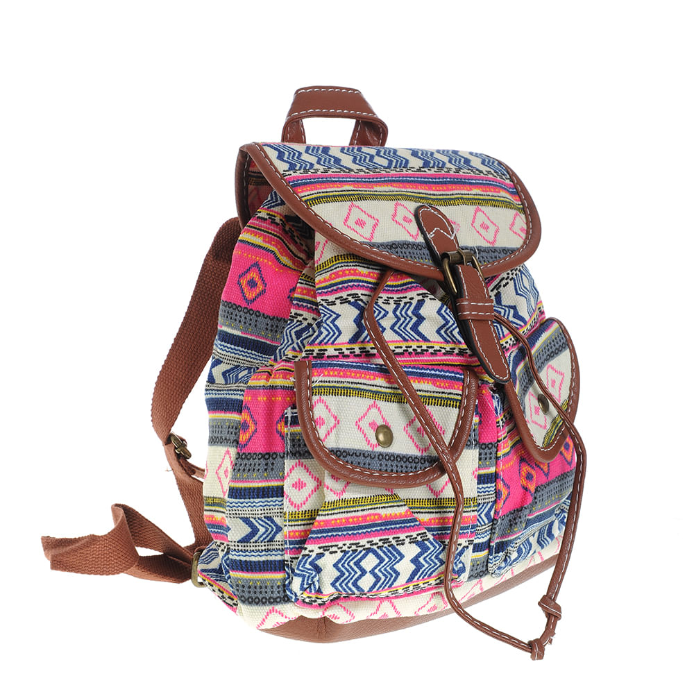 Rucsac multicolor din material texil cu buzunare frontale - 1 | YEO