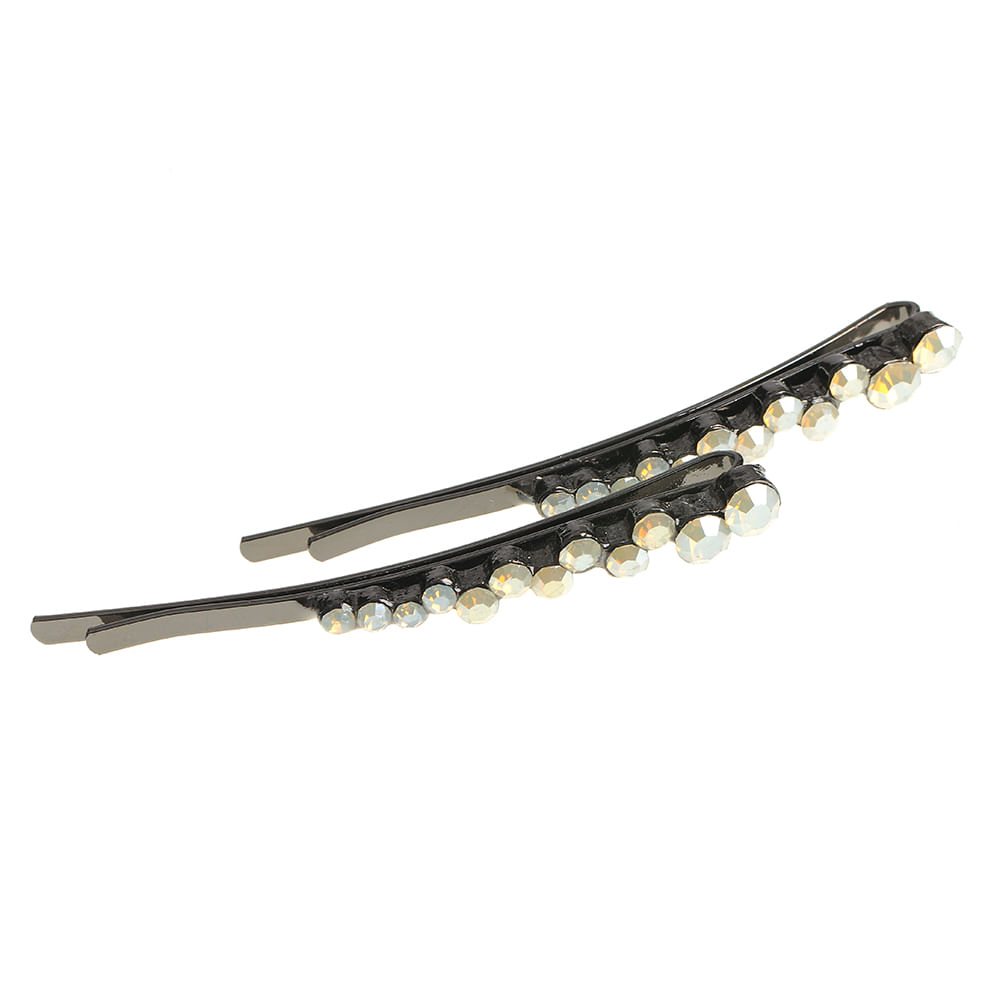 Set 2 agrafe negre cu pietre albe - 1 | YEO