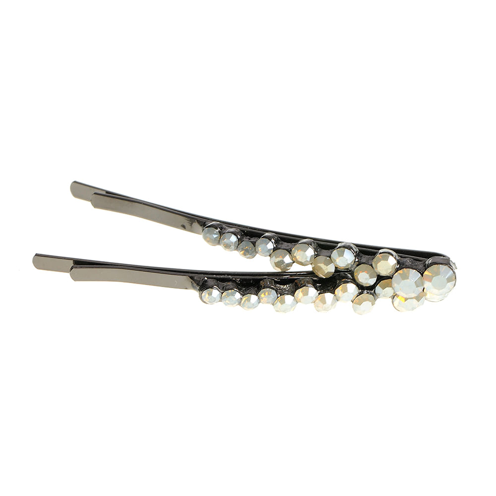 Set 2 agrafe negre cu pietre albe - 3 | YEO