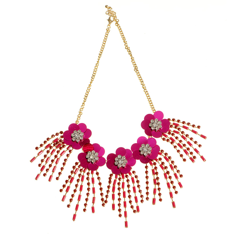 Colier elegant cu flori roz