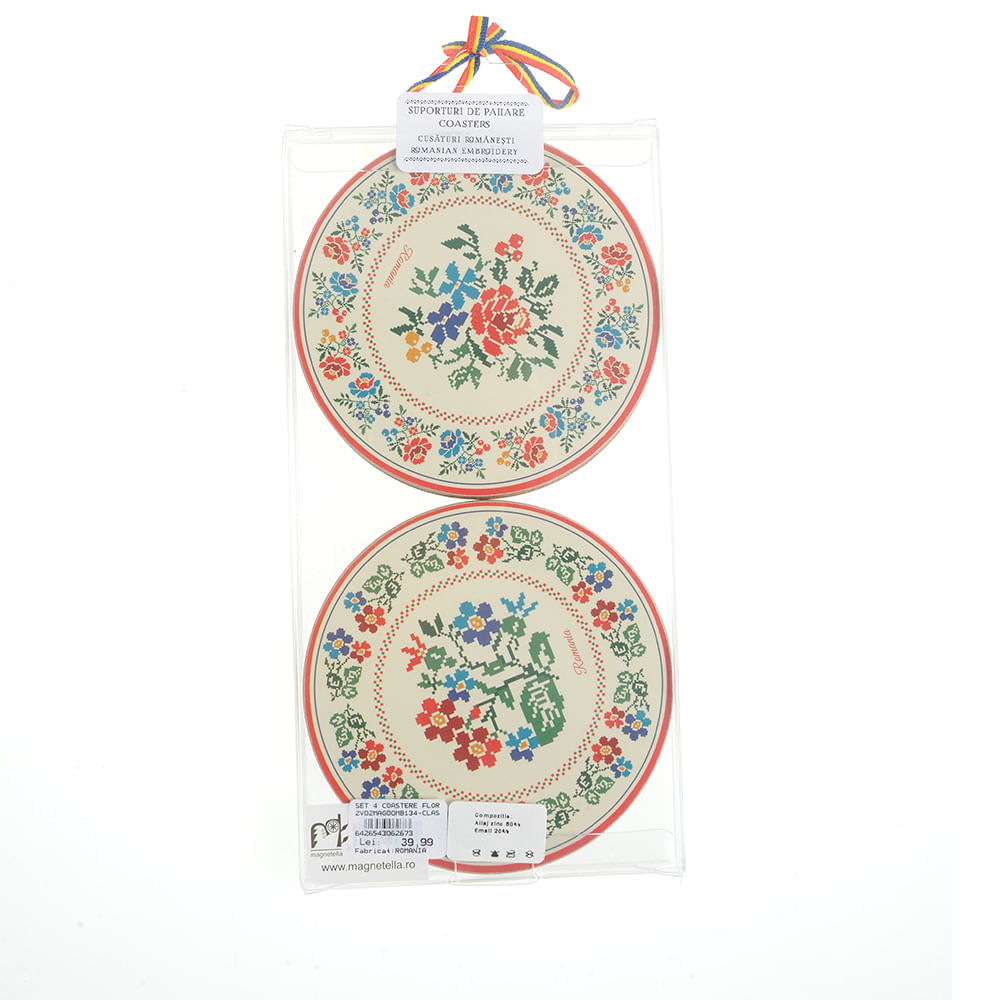 Set 4 suporturi de pahare cu design floral - 3 | YEO