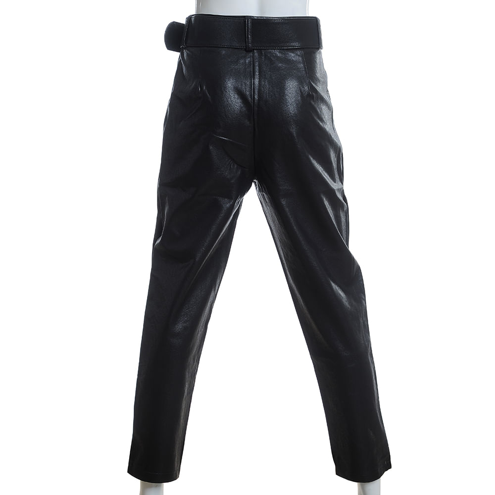 Pantaloni negri din piele ecologica - 3 | YEO