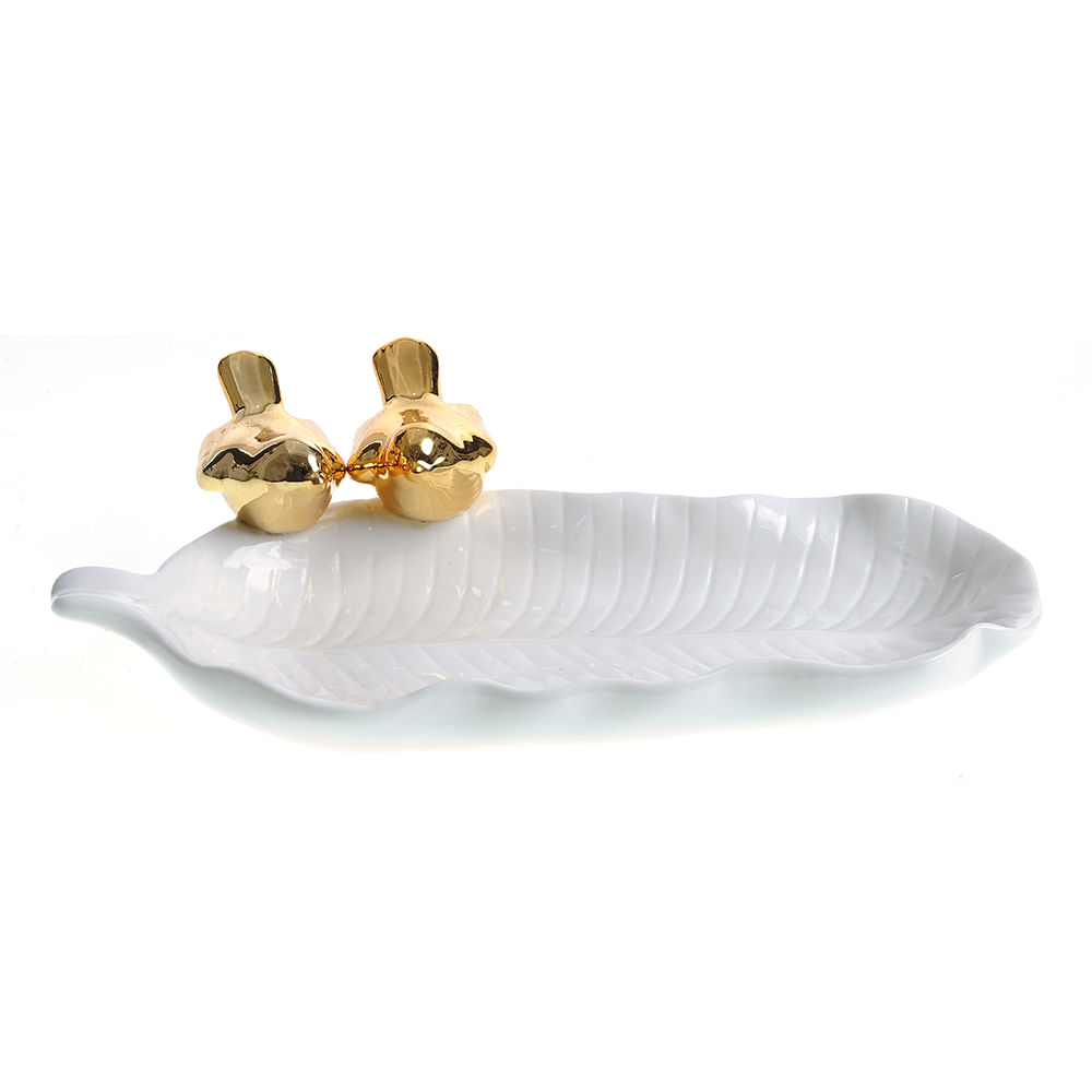 Platou alb decorativ din ceramica 24 cm