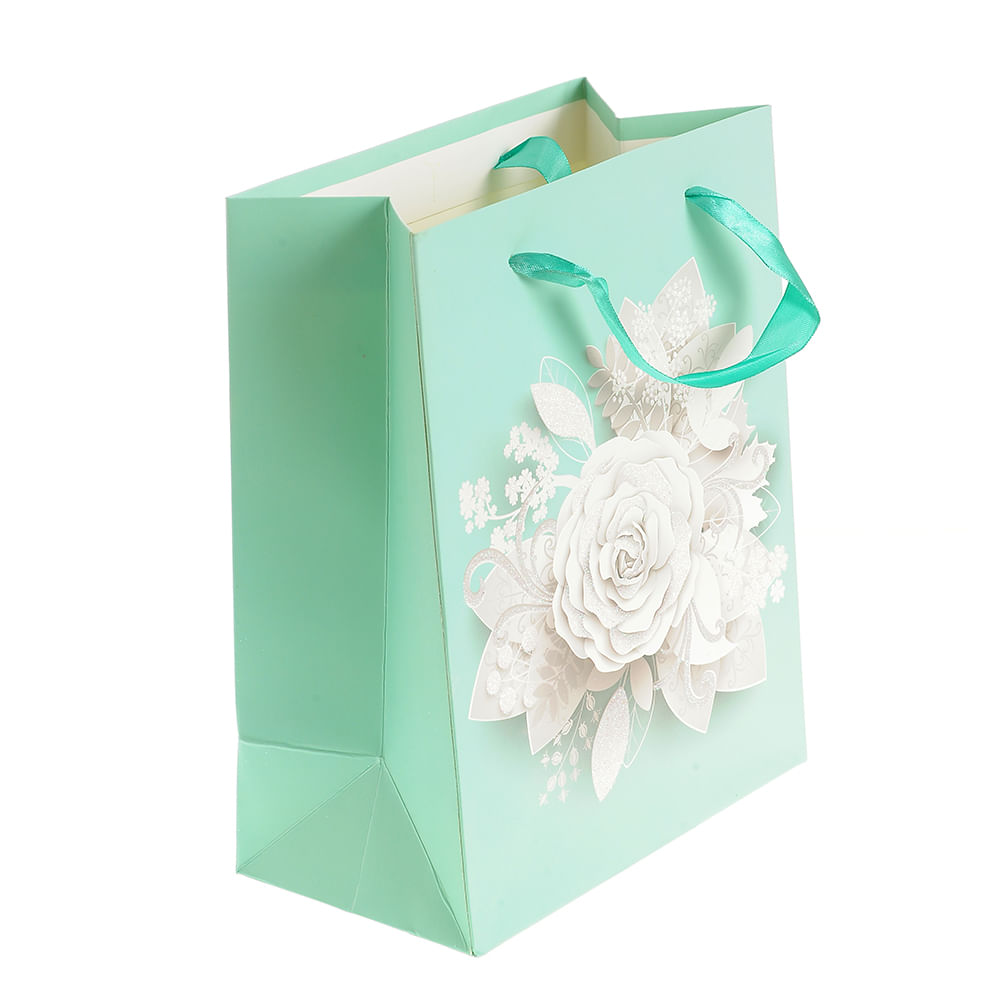 Punga de cadou verde cu design floral - 1 | YEO