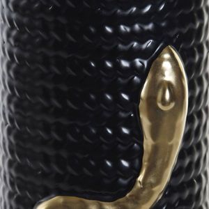 Vaza neagra din ceramica cu sarpe auriu 27 cm