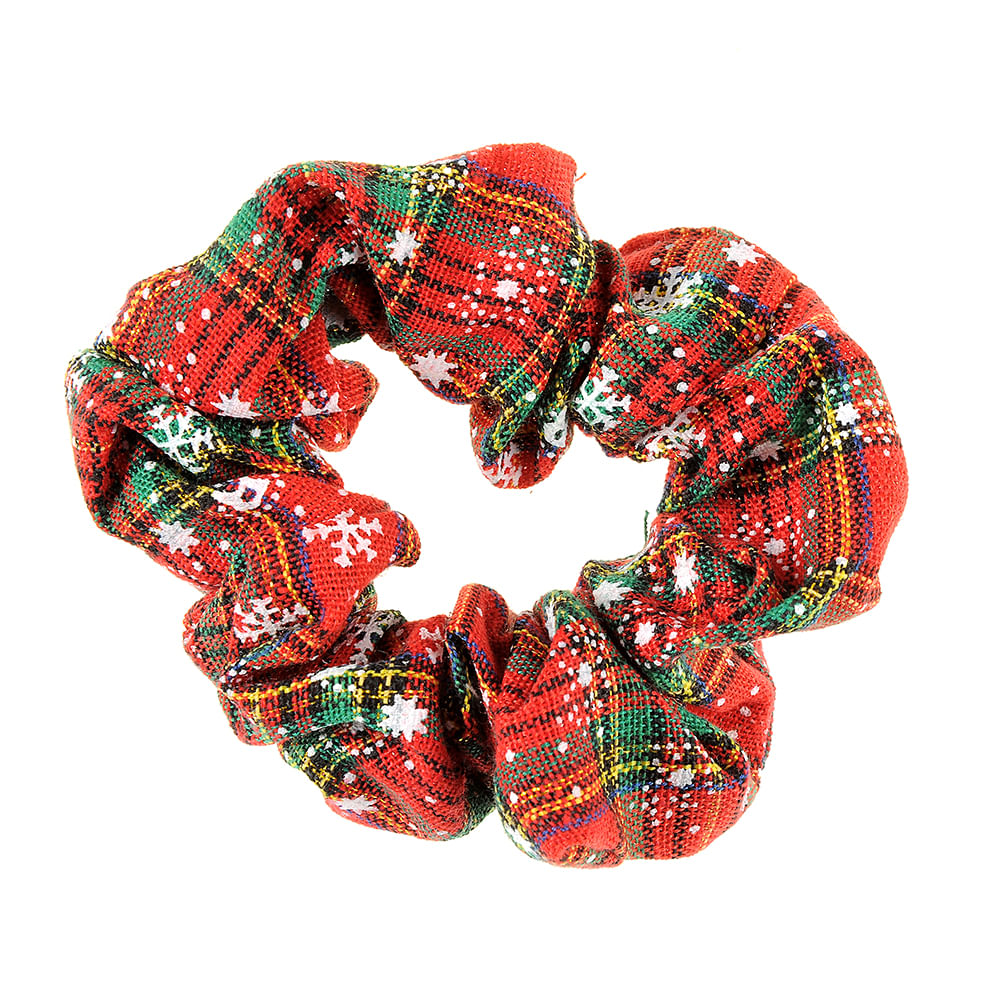 Scrunchie in carouri cu motive de  iarna