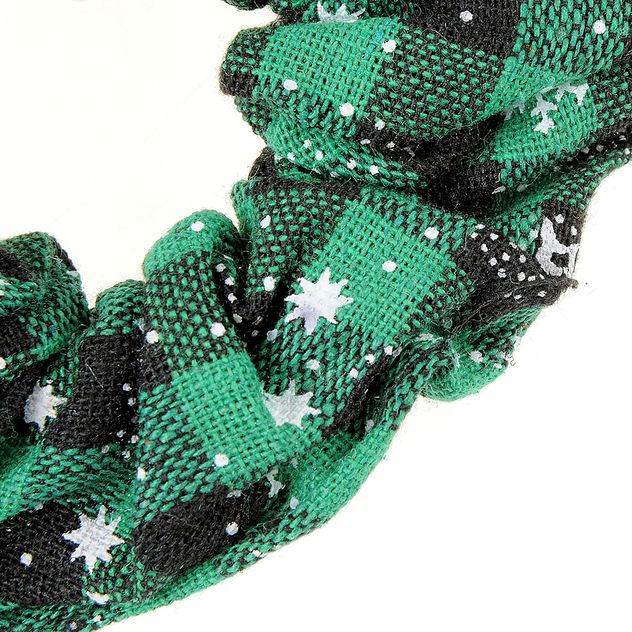 Scrunchie verde cu fulgi de nea