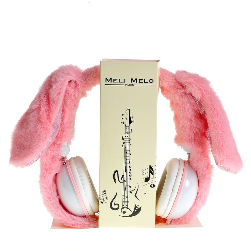 Casti audio roz cu urechi de iepure