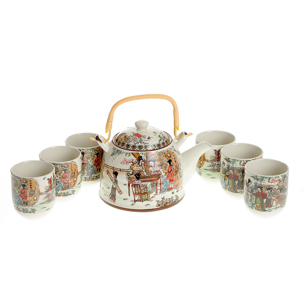 Set din ceramica cu print de poveste in stil asiatic - 1 | YEO