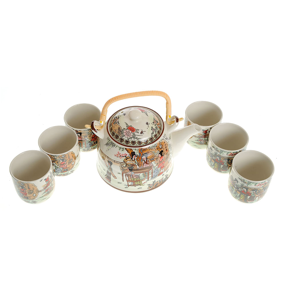 Set din ceramica cu print de poveste in stil asiatic - 2 | YEO