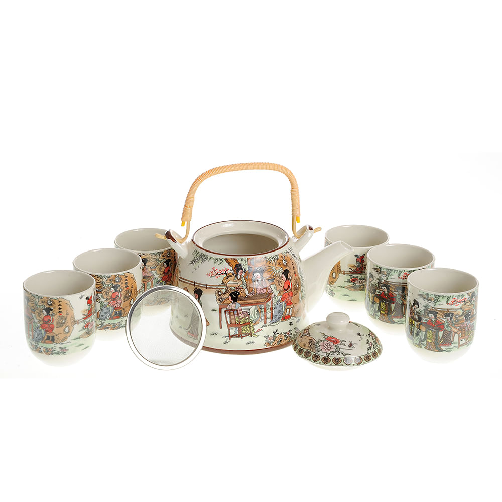 Set din ceramica cu print de poveste in stil asiatic - 4 | YEO