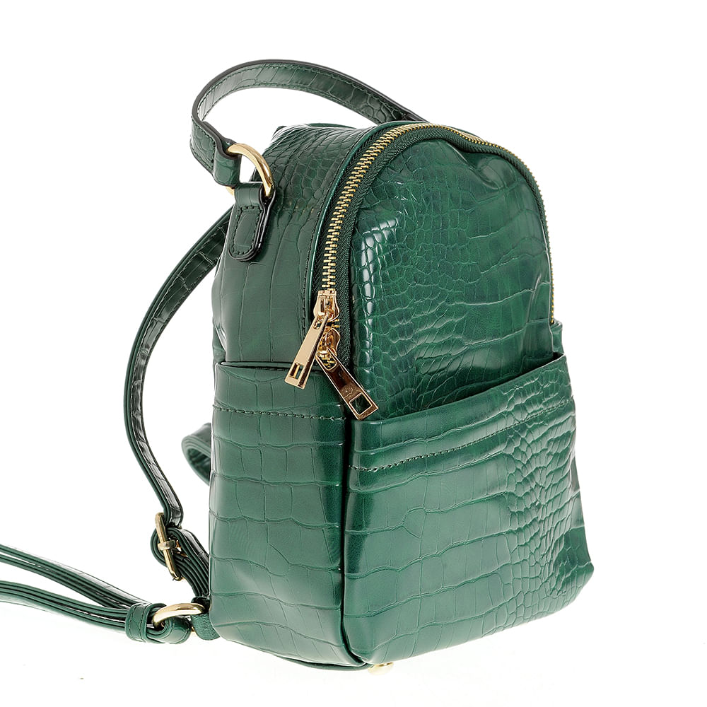 Rucsac verde cu aspect piele de sarpe - 1 | YEO