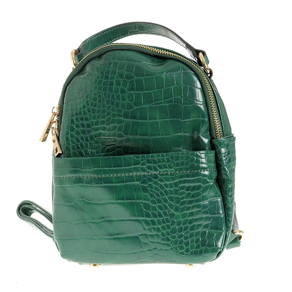 Rucsac verde cu aspect piele de sarpe - 2 | YEO