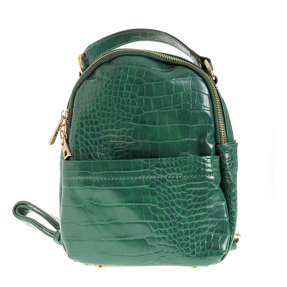 Rucsac verde cu aspect piele de sarpe - 3 | YEO