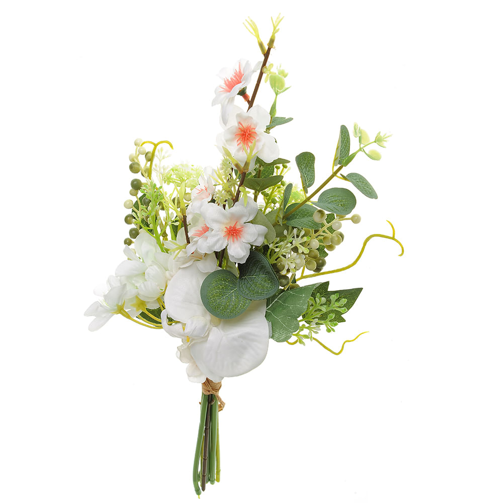 Buchet din flori artificiale albe 36 cm - 2 | YEO